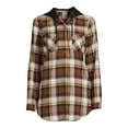 thumbnail image 5 of No Boundaries Junior's Plaid Button-Down Hoodie Shirt, 5 of 5