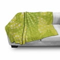 thumbnail image 3 of Digital Soft Flannel Fleece Throw Blanket, Modern Design with Butterfly Shapes and Polka Dots Nature Print, Cozy Plush for Indoor and Outdoor Use, 60" x 80", Pale Green Yellow, by Ambesonne, 3 of 6