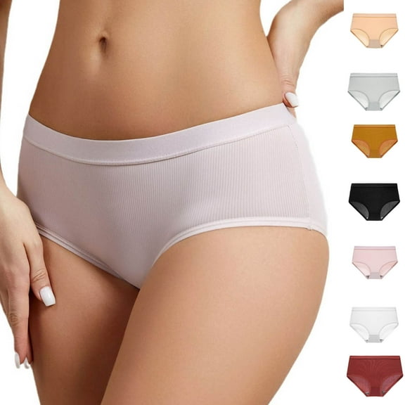 Fesfesfes Womens Briefs Cotton Underwear Fashion Womens Breathable Soft Stretch Panties Underwear With Belly Briefs
