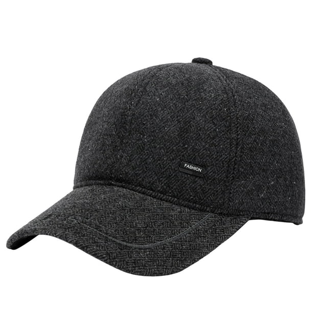Boc Baseball Cap Adjustable with Fold Earmuff Comfortable Windproof Fine Texture Ear Protection Thickened Men Winter Hat with Brim Ea