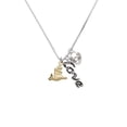 thumbnail image 2 of Delight Jewelry Goldtone 3-D Flying Bat with Crystals - Love and Lock Charm Necklace, 18"+1", 2 of 4
