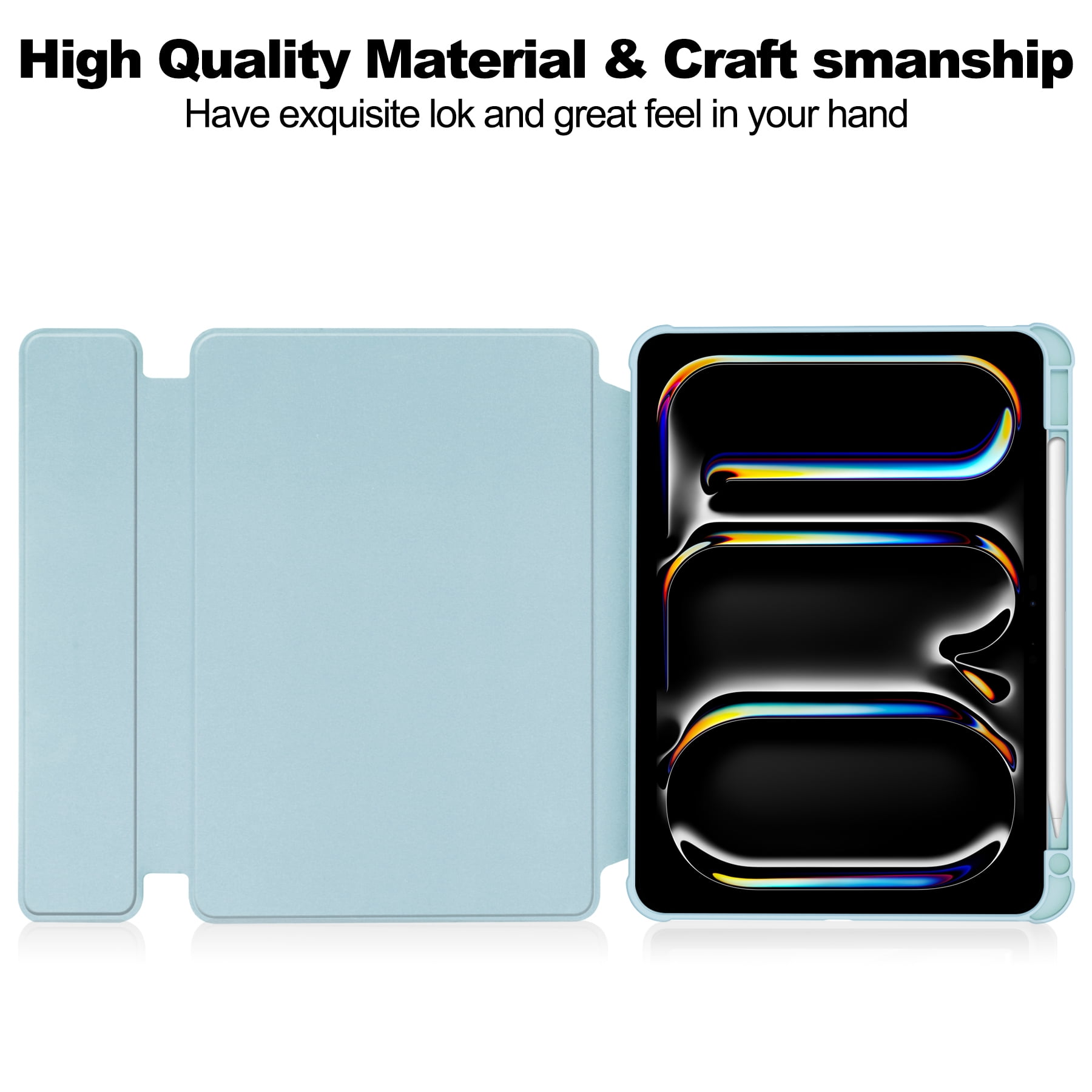 TECH CIRCLE Tablet Case for Apple iPad Air 11" (2024), 360 Degree Rotating Stand /Auto Sleep Sake /Magnetic Closure /Pencil/Stylus Holder /Full Coverage Protection, PU Leather Folio Case, Blue