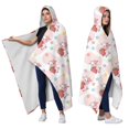 thumbnail image 2 of Wearable Blanket,Pink Cow Strawberry Flower Pattern Hooded Wearable Sherpa Blanket for Adults & Teens,Winter Poncho Shawl Wrap Cape Thick Warm,50"x60", 2 of 5
