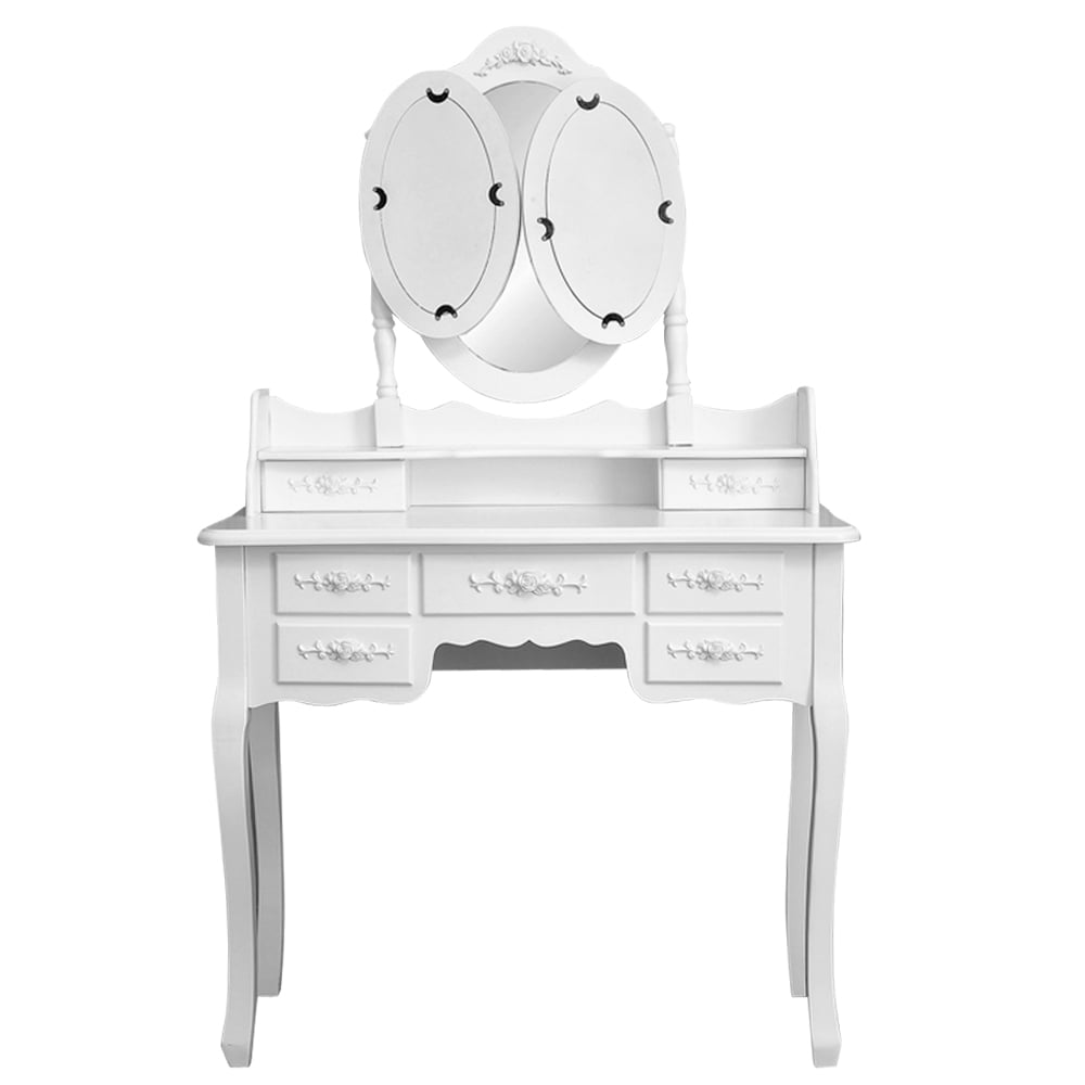 Lowestbest Foldable Dressing Table with 3 Mirrors with 7 Drawers for Bedroom Living Room Womens Lowestbest Foldable Dressing Table with 3 Mirrors with 7 Drawers for Bedroom Living Room Womens