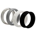 thumbnail image 1 of Juego de anillos de boda de silicona con flores - Negro y blanco de ROQ para mujer - Anillo de 4 x 10 mm, 1 of 1