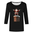 thumbnail image 4 of Cadancy Christmas Tshirts Women Party 3/4 Sleeve Plus Size Winter Tops Dressy Cute Santa Claus Holiday Blouses Casual Crewneck Vintage Xmas Funny Shirts, 4 of 5