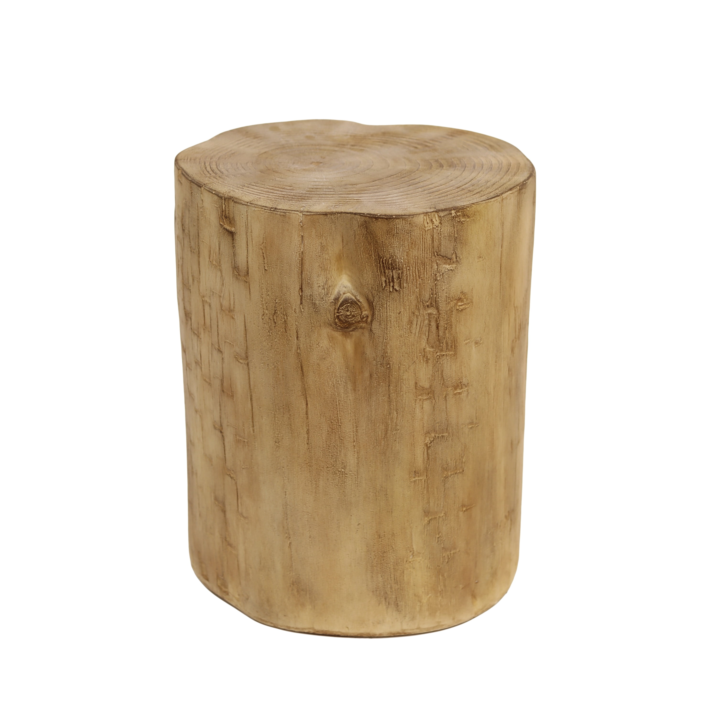 Side Table 14.25 Inch, Outdoor Hand-Painted Wood Stump Table for Patio Garden, Brown