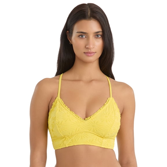 Jessica Simpson Women's Floral Textured Longline Bikini Top, Sizes XS-2XL