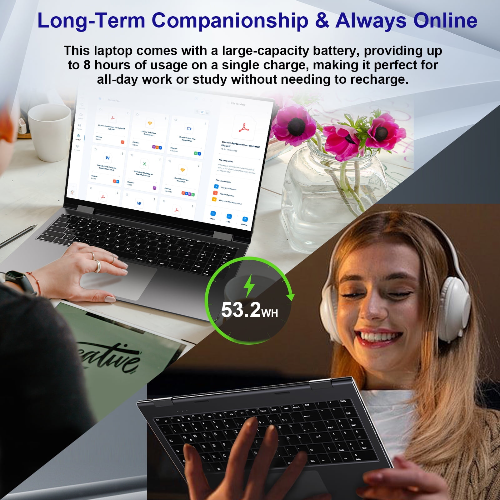 Jumper 16in 2 in 1 Laptop Touchscreen Windows 11, 16GB DDR4 640GB ROM Laptops Convertible Tablet Computer, 4-Core Intel Celeron Processor, 360° Flip, 1yr Office 365 Free