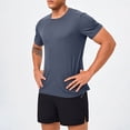thumbnail image 5 of VgaVtl Summer Mens Tee Shirts Short Sleeve Clothes for Men Running Leisure Loose Solid Color Stretch Fitness Gray Tops, 5 of 6