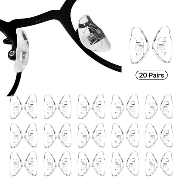 HBMYN 20 Pairs Eyeglass Nose Pads,Irregular Triangular Nose Pads for Glasses,Screw-On Nosepads,Soft Silicone Eyeglass Nose Pads Anti Slip for Glass