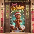 thumbnail image 2 of Festive Design Christmas Banner Gingerbread Man Sweet Holiday Wishes Decoration for Holiday Celebration Indoor Decoration Winter Party, 2 of 9