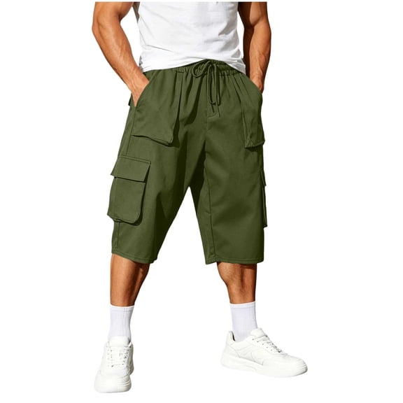 YSUEJPF Mens Long Shorts Ripstop Wrinkle Resistant‌ Baggy Cargo Capri Pants Twill Stretchy Outdoor Capris with Multi Pockets