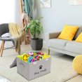thumbnail image 2 of Brabtod Dog Toy Basket with lid, Dog Basket for Toys, Dog Toy Box with Handles, Collapsible Storage Bins for dog toys, Dog Storage Organizer, Stripe Gray, 2 of 7