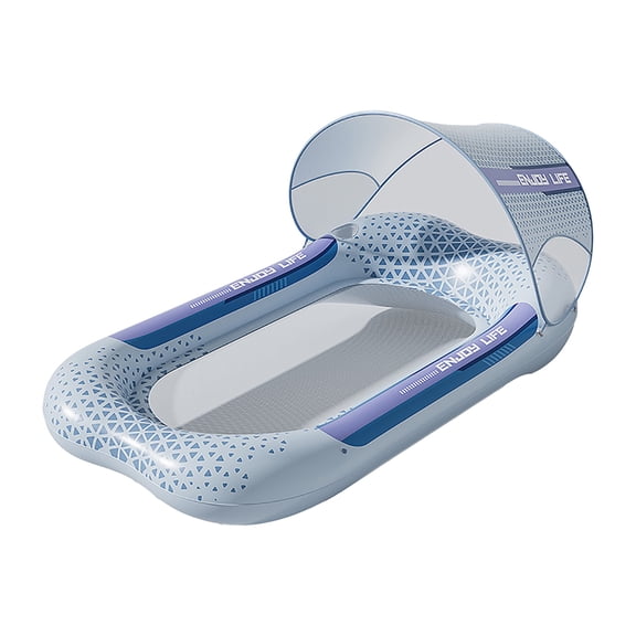 Njshnmn Inflatable Pool Floats Lounger with Canopy for Adult - Pool Lounge Float with Cup Holder & Backrest, Footrest for Pool Party, Swimming, Lake, Beach, Travel