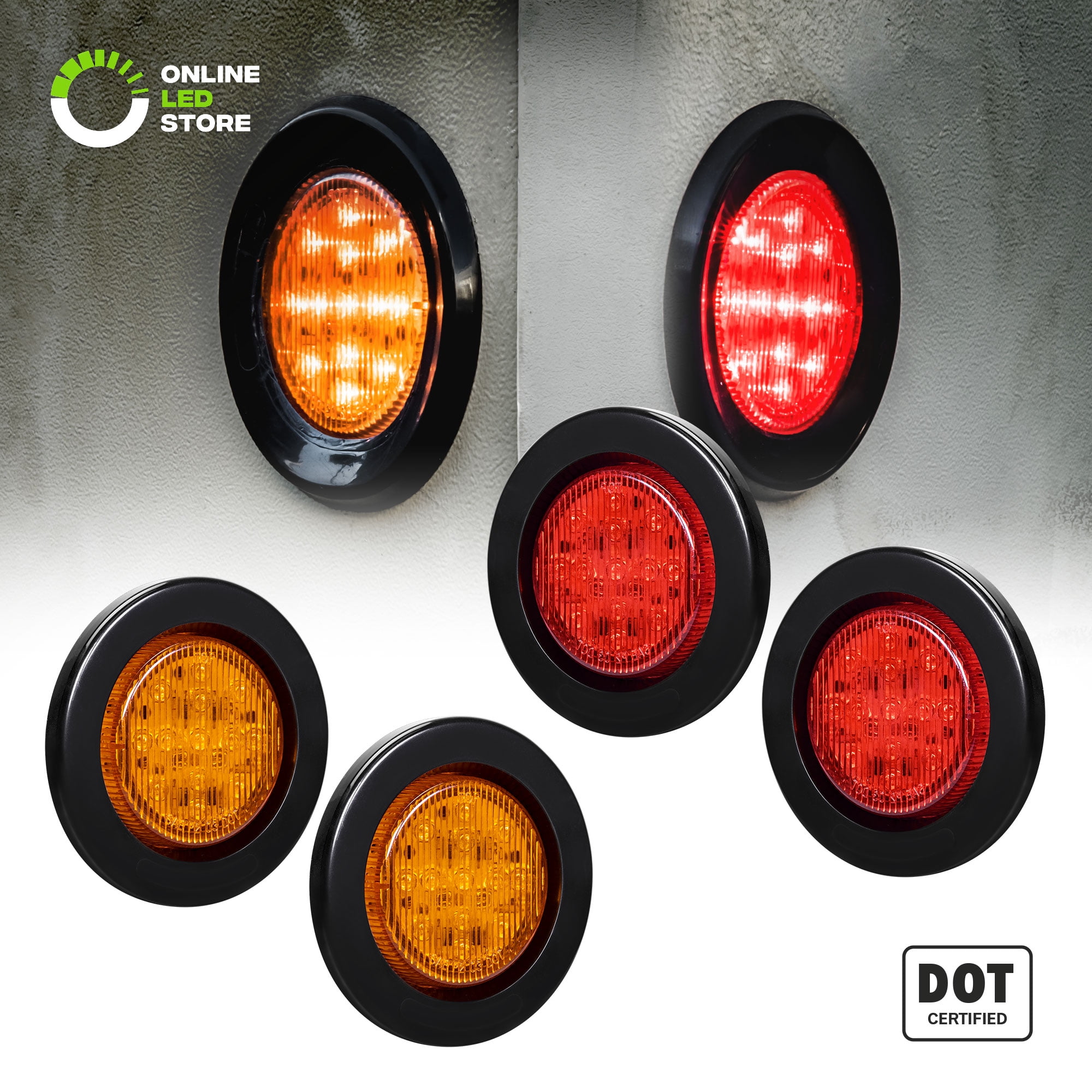 2.5 Round Led Marker Lights Cab Panel Air Breather Lights Partsam 10Pcs