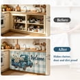 thumbnail image 4 of Blue Truck Spring Floral Cabinet Curtain 35"Wx35"L,Dustproof Under Sink Skirt W/ Self Adhesive Tape,Teal Plaid Butterflies Vintage Cabinet Curtain Cover for Kitchen Sink,Bathroom Vanity,Laundry Room, 4 of 9