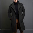 thumbnail image 4 of ZVNAΖH Mens Long Trench Coat Single Breasted Lapel Overcoat Wool Blend Casual Trench Coat with Pockets Fall Winter Warm Peacoat, 4 of 7
