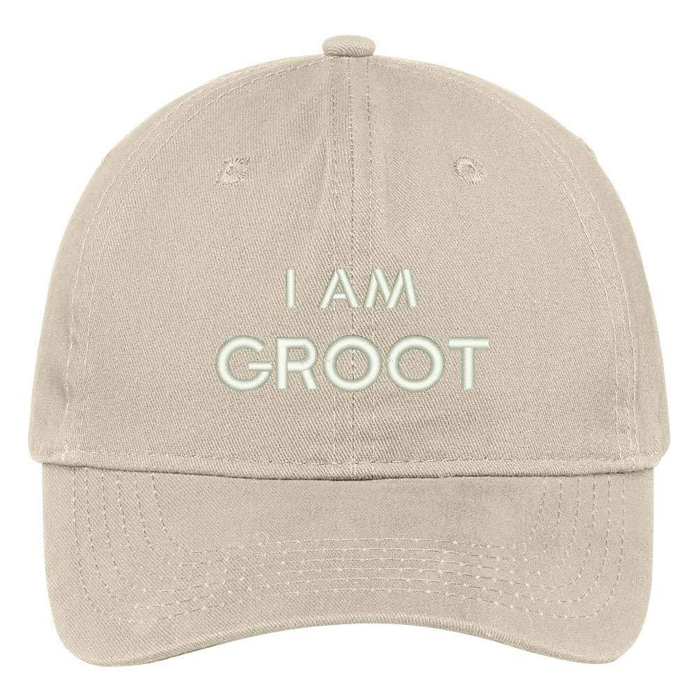 Trendy Apparel Shop I Am Groot Embroidered Soft Low Profile Adjustable  Cotton Cap
