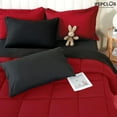 thumbnail image 2 of YEPCLUB Cal King Size Comforter Set, 7-Piece Bed in a Bag, Ultra Soft Reversible All Season Bedding Set with Sheets, Pillowcases & Shams, Black and Red, 2 of 4
