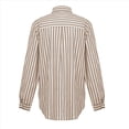thumbnail image 4 of Camisas A Rayas con Botones para Mujer, Blusas Casuales de Larga con Cuello en V y Bolsillos Caqui XL, 4 of 7