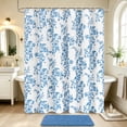 thumbnail image 2 of FRAMICS Blue Floral Shower Curtain Sets with Rug and Hooks, 14-Piece Heavy Duty Fabric Cottagecore Bathroom Sets, Waterproof and Mildew-Resistant, 2 of 11