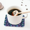 thumbnail image 5 of Lsque Skull flower cute Pattern 4" Drink Coasters Set of 4, PVC Leather Absorbent Coasters, Table Coaster Set Decorative Coffee Cup Coasters Housewarming Gift -Square, 5 of 6