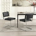thumbnail image 3 of Zesthouse 19.3″Mid-Century Modern Dining Chairs Set of 2, Faux Leather Upholstered Kitchen Chairs with Back and Chrome Legs, Armless Side Chairs for Kitchen & Dining Living Room, Black, 3 of 13