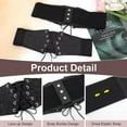 thumbnail image 4 of JASGOOD Women Elastic Wide Belt Lace-up Tied Waspie Black Corset Belts for Dress, 4 of 11