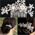 thumbnail image 1 of Pelo Cristal Con Nupcial Pinza para El Aleación Diamantes Imitación Perlas Mujer Plata Novia Dama Baile, 1 of 9