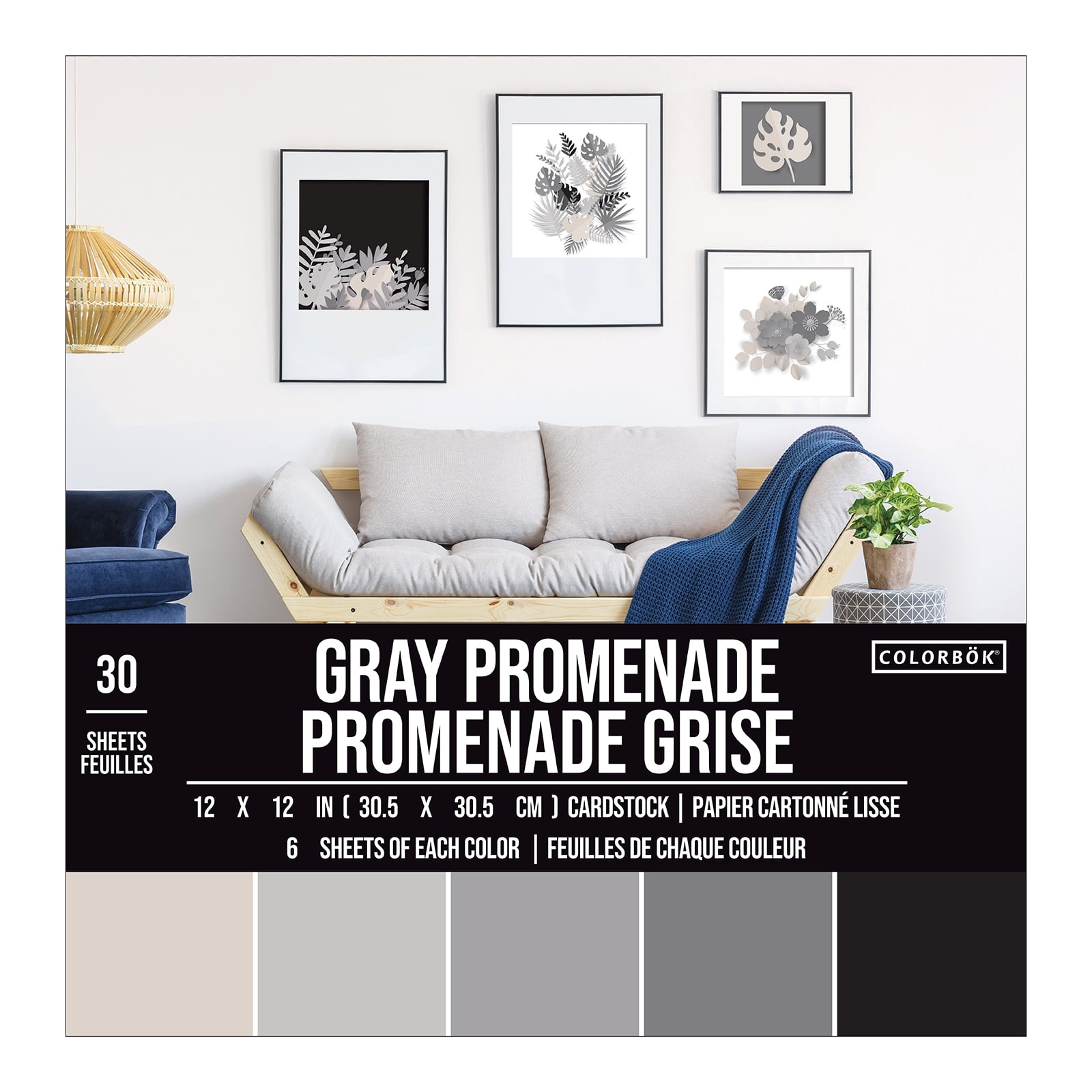 Colorbok Smooth Cardstock Paper Pad 12 x 12 Gray Promenage 
