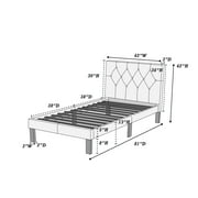 Poundex Upholstered Platform Bed, Twin, White