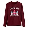 thumbnail image 3 of EQWLJWE Valentine's Day Sweatshirt for Women, Gnome Graphic Plaid Shirts Long Sleeve Crewneck Holiday Pullover Tops, 3 of 4