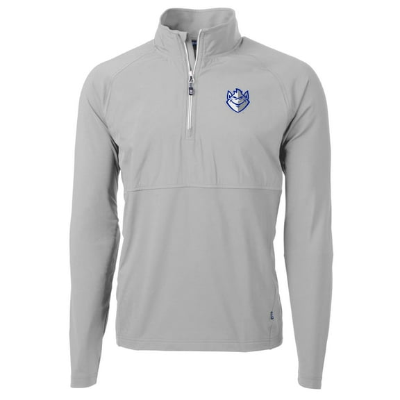 Men's Cutter & Buck Silver Saint Louis Billikens Adapt Eco Knit Hybrid Recycled Quarter-Zip Pullover Top