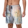 thumbnail image 2 of Uemuo The Cat Looks in the Mirror Pattern Mens Swim Trunks Quick Dry Board Shorts with Mesh Lining, Stretch Beach Shorts Quick Dry No-Chafing Board Shorts-Medium, 2 of 9