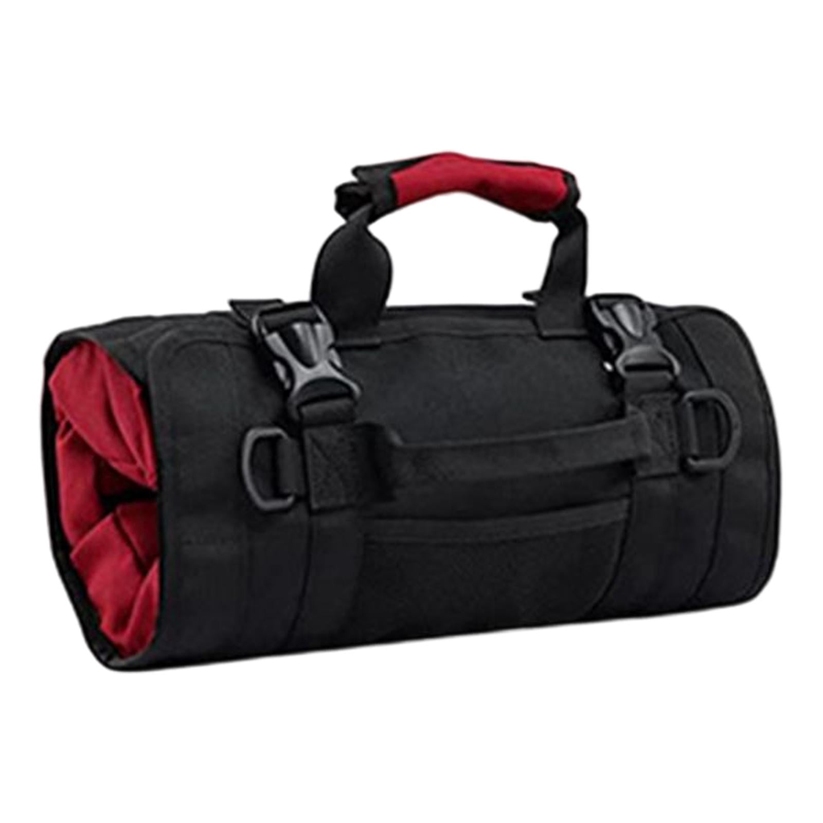 Roll up Tool Bag Organizer with 5 Different Pouches for Car Garage or Work Shop Professional Water Resistant Heavy Duty Compact Wrench Roll Red