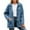 Blue, variant on Plus Size Casual Jacket for Women Timeless Solid Color Long Sleeve Outerwear with Front Button Closure and Side Pockets