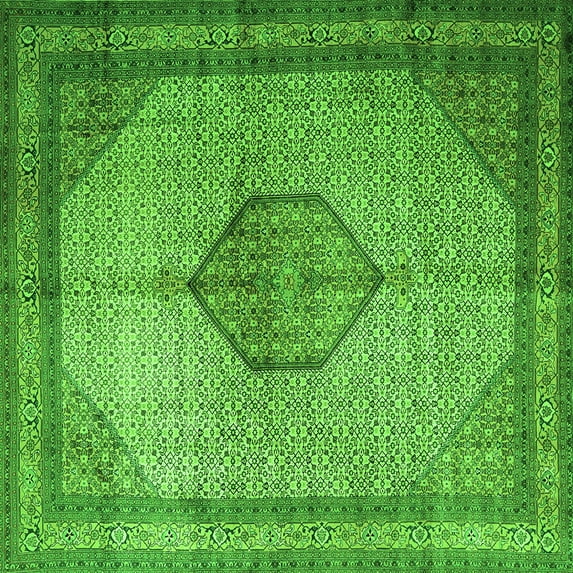 Ahgly Company Indoor Square Medallion Green Traditional Area Rugs, 5' Square