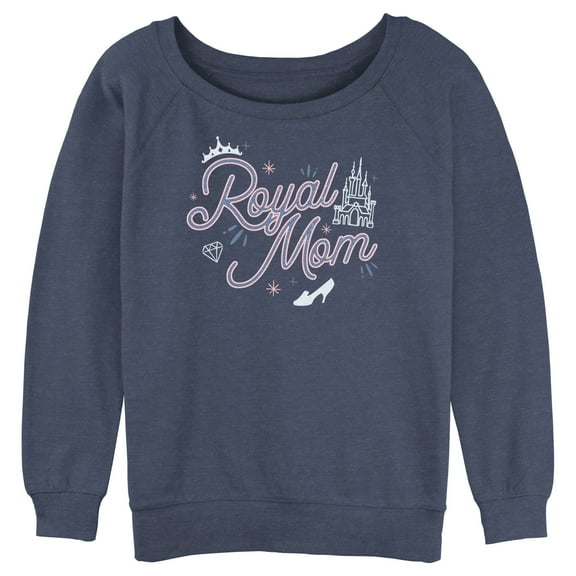 Junior's Disney Princess Royal Mom  Sweatshirt Blue Heather Medium