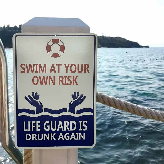 Pool Rules Sign, Indoor/Outdoor Swimming Pool Decorations, Aluminum Metal Sign