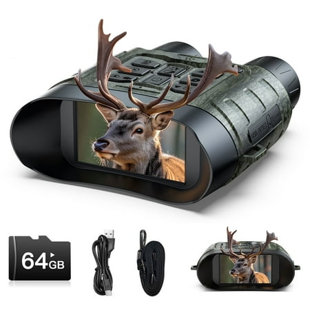 CAMPARK Night Vision Goggles – 4K 112MP Night Vision Binoculars with 64GB TF Card can Save Photo and Video 3 HD Screen for Camping & Security