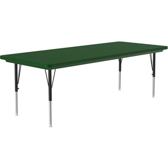 Pemberly Row 30"W x 72"D Contemporary Plastic & Metal Activity Table in Green