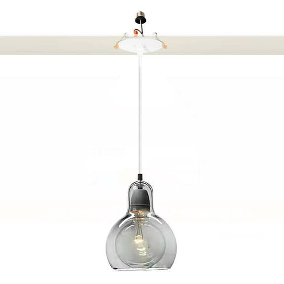 Kiven Can Lights Retrofit Recessed Lighting with E26 Power Outlet Adapter, 4/5 Inch Replacement Conversion Kit, Farmhouse Grey Glass Pendant Lighting for Living Room Hallway Kitchen,1 Light