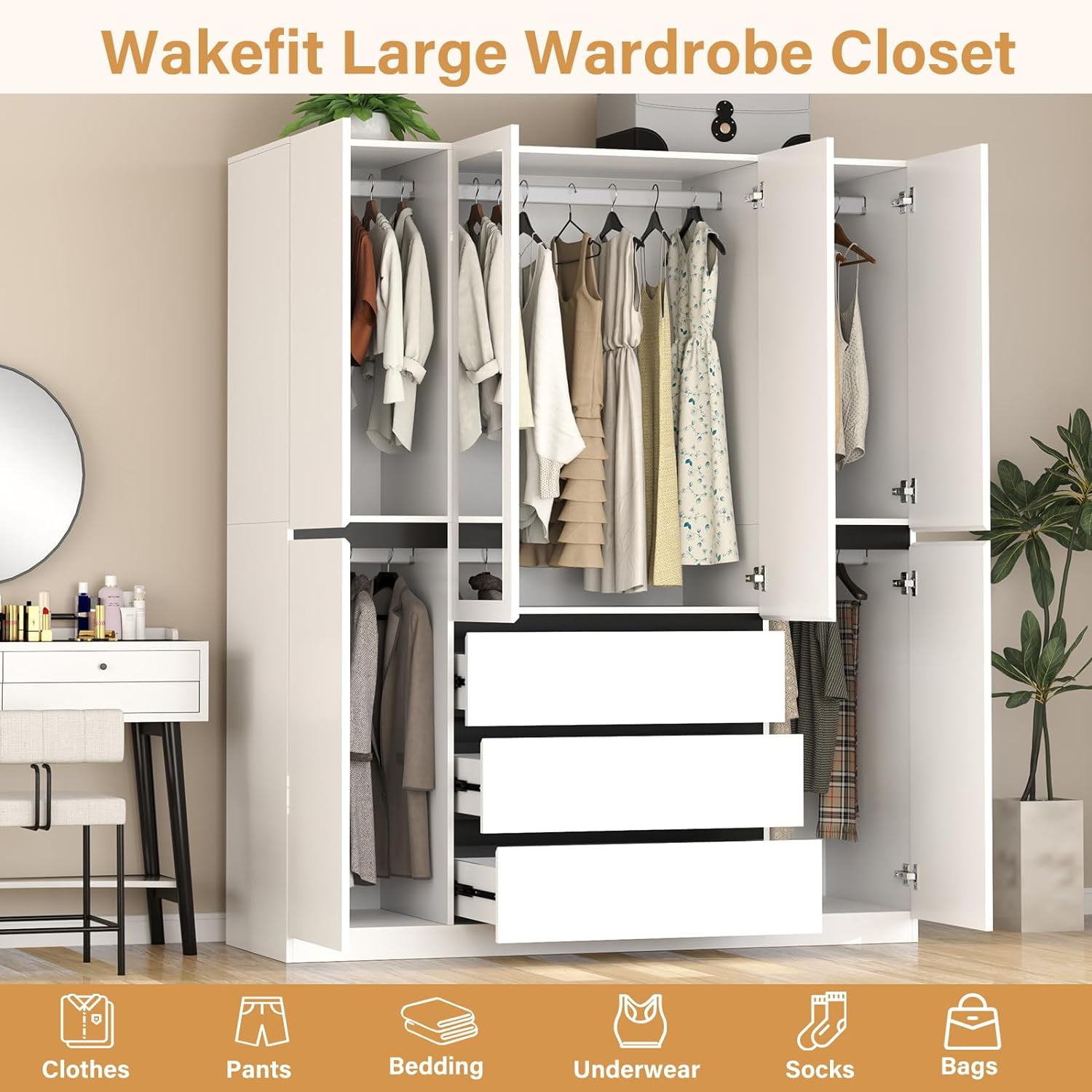 VINFORM Eldorado Naturale/White Wardrobe: Ample Storage with