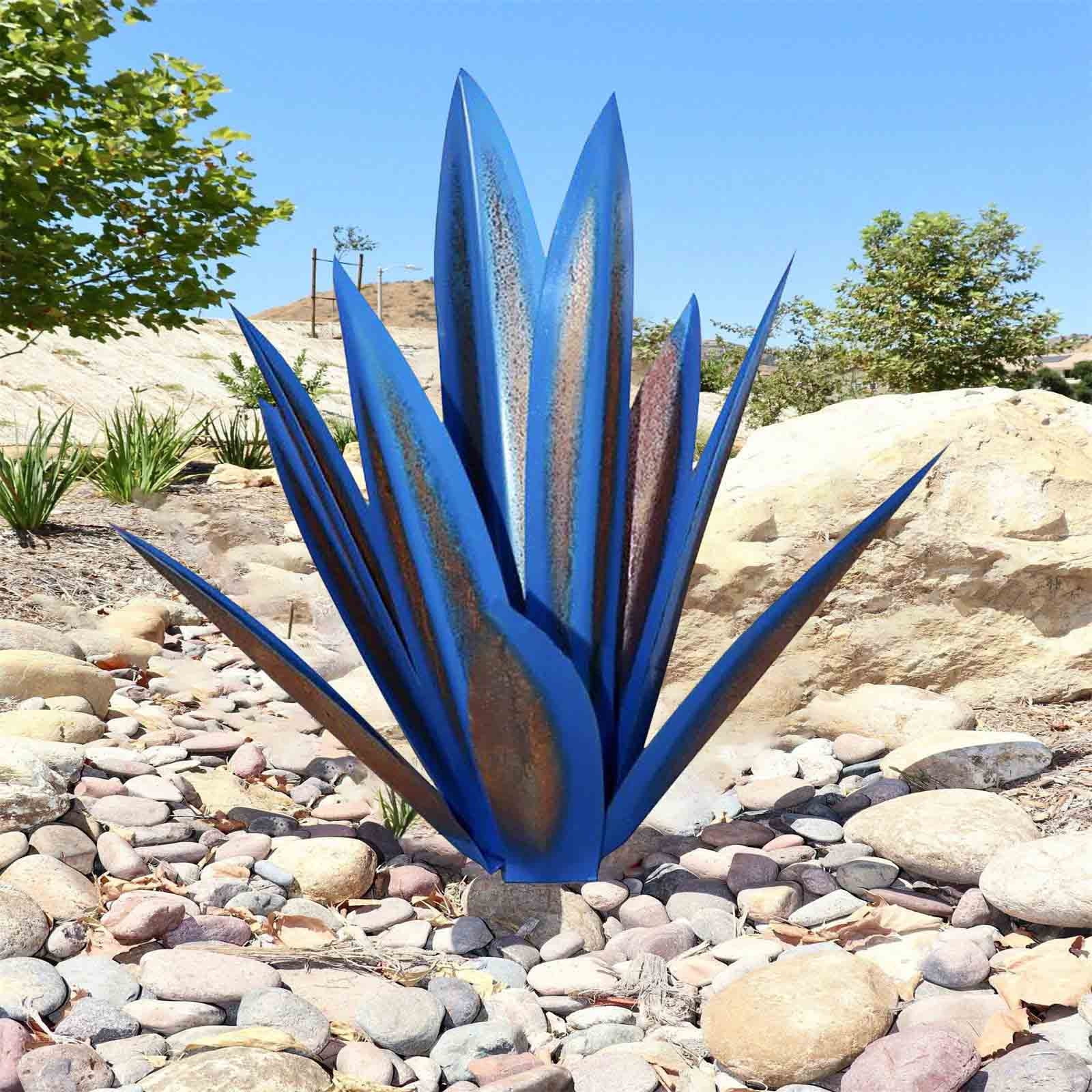 Kojanyu 25“ Metal Art Tequila Rustic Sculpture Garden Yard Sculpture Home Decor 9 Leaves