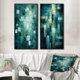 thumbnail image 1 of Designart "Echoes of Dreams Retro Abstract in Turquoise III" Abstract Painting Framed Wall Art Set Of 2 - Modern Gold Gallery Wall Frame Set For Home Decor, 1 of 6