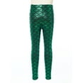 thumbnail image 3 of iiniim Girls Boys Mermaid Leggings Shiny Metallic Fish Scale Skinny Tights Yoga Dance Pants 2-12 A Green 11-12, 3 of 7