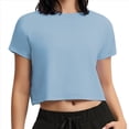 thumbnail image 2 of Camiseta Deportiva de Corta para Mujer, Holgada, Corta, Informal, para Gimnasio Azul XL, 2 of 8
