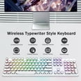 thumbnail image 3 of Wireless Typewriter Mechanical Gaming Keyboard, Bluetooth/2.4Ghz/Wired, RGB LED Backlit, Blue Switch - Clicky, Rechargeable, Solid Metal Panel, Round Keycaps, 3 of 9