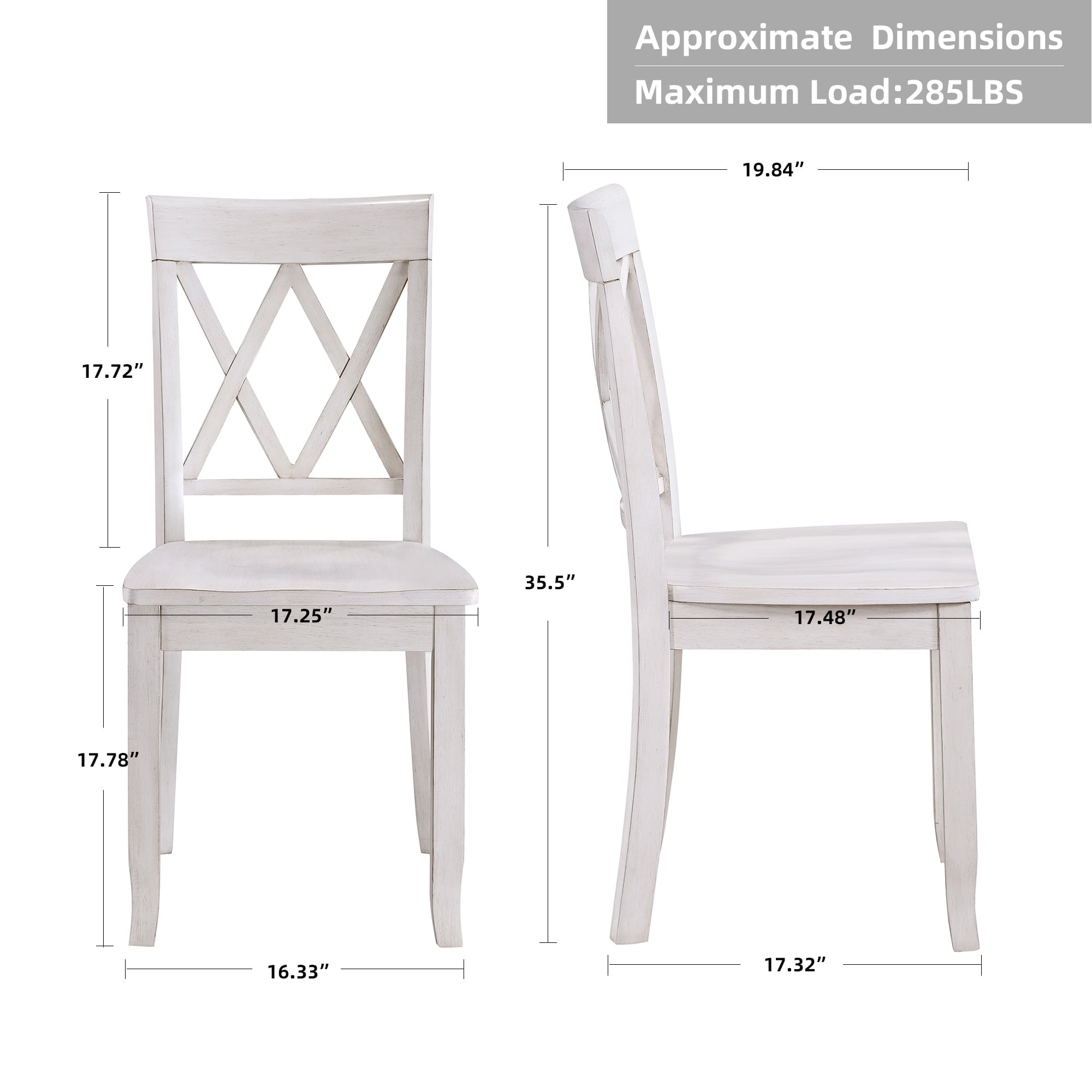 Duhome Solid Wood Dining Chairs Set of 4 Modern Cross Back Chairs for Kitchen, Dining Room,White